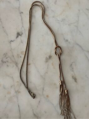Gold Tassel Lariat Necklace - Unbranded